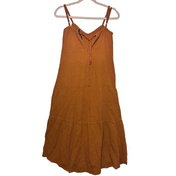 Zara Textured Midi Dress in Burnt Orange Size XS‎ Bloggers Favorite - Picture 6 of 8